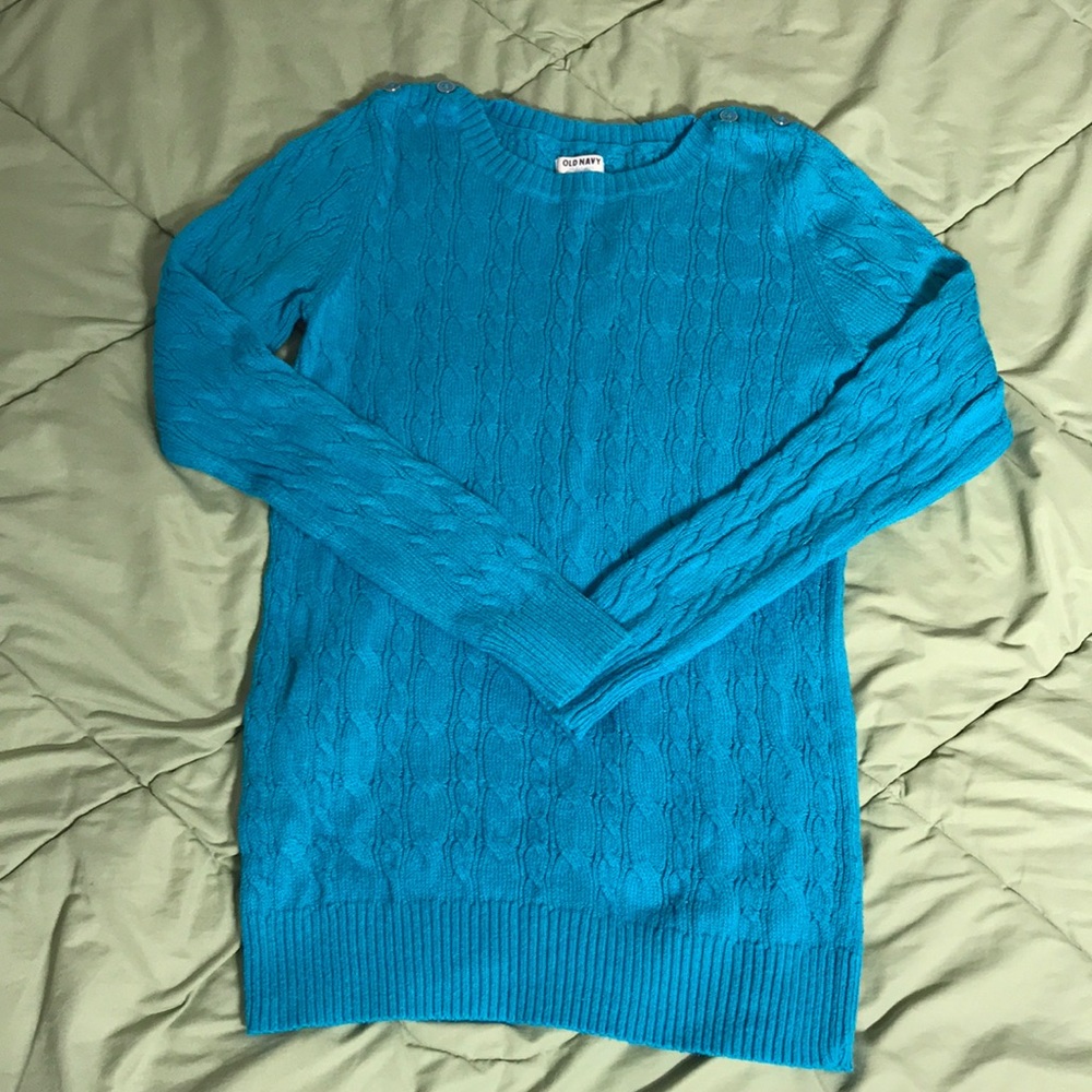 Blue LONG-SLEEVE Knit Sweater